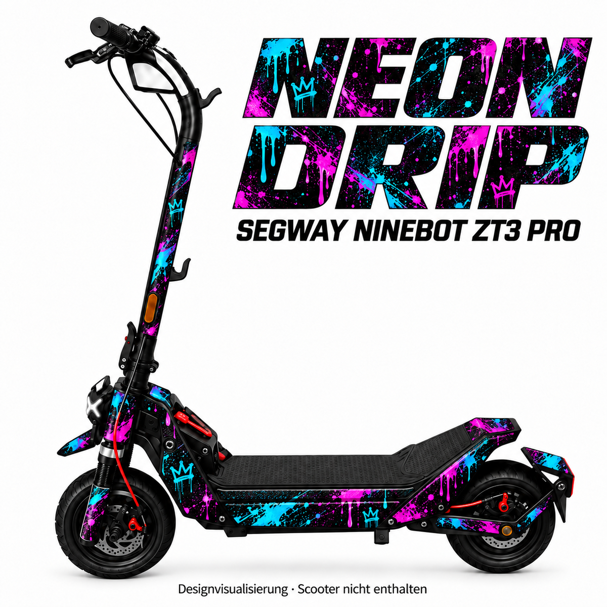 NEON DRIP – Designvisualisierung am Segway Ninebot ZT3. Scooter nicht enthalten.