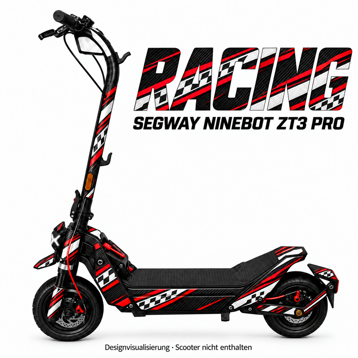 RACING – Designvisualisierung am Segway Ninebot ZT3. Scooter nicht enthalten.