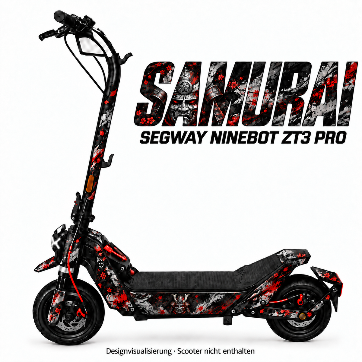 SAMURAI – Designvisualisierung am Segway Ninebot ZT3. Scooter nicht enthalten.