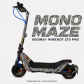 MONO MAZE Skin für Segway Ninebot ZT3 Pro: elfenbeinfarbene Labyrinthlinien auf Anthrazit – digitale Designvisualisierung, Scooter nicht enthalten