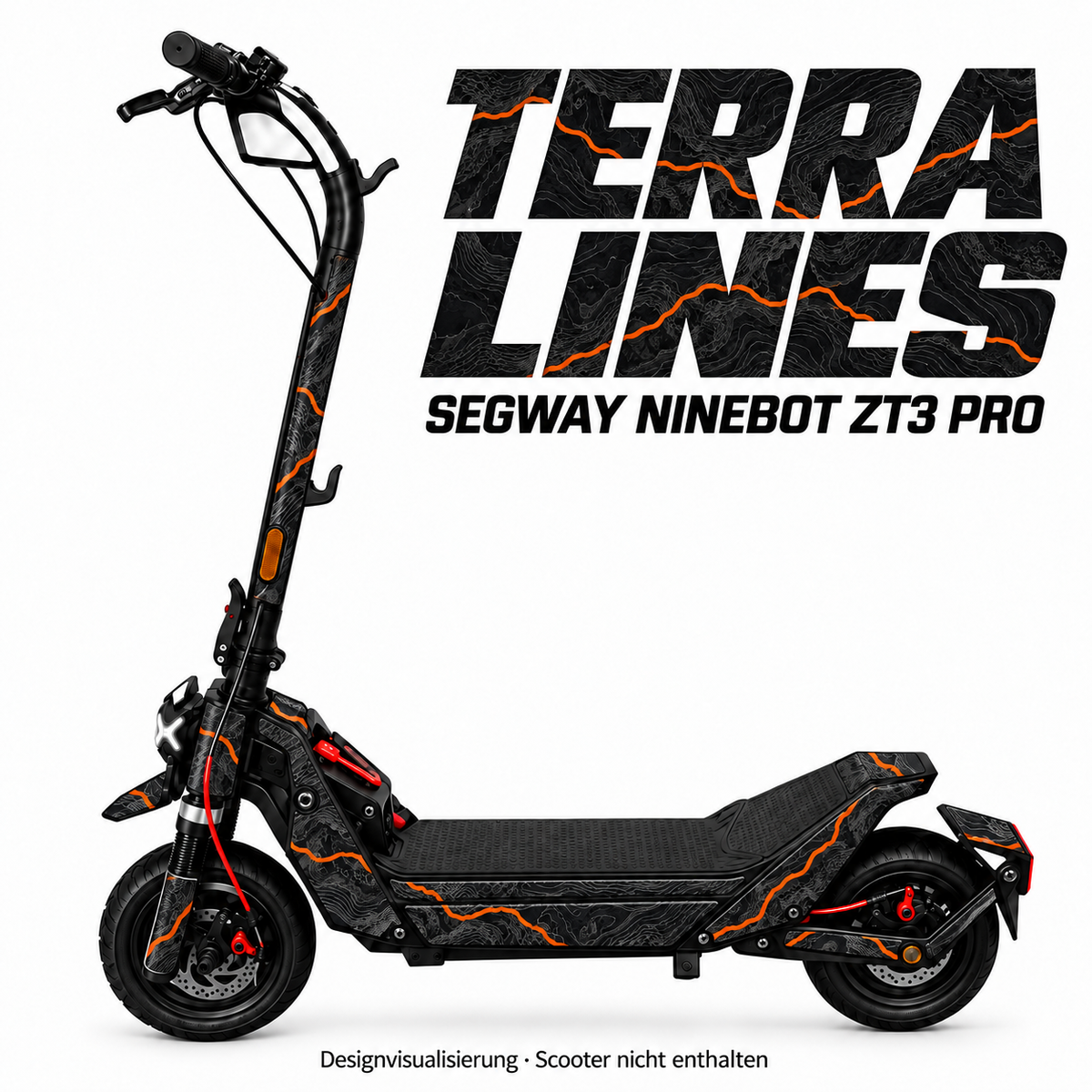 TERRA LINES – Designvisualisierung am Segway Ninebot ZT3 Pro. Scooter nicht enthalten.
