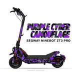 PURPLE CYBER CAMOUFLAGE – Designvisualisierung am Segway Ninebot ZT3 Pro. Scooter nicht enthalten.