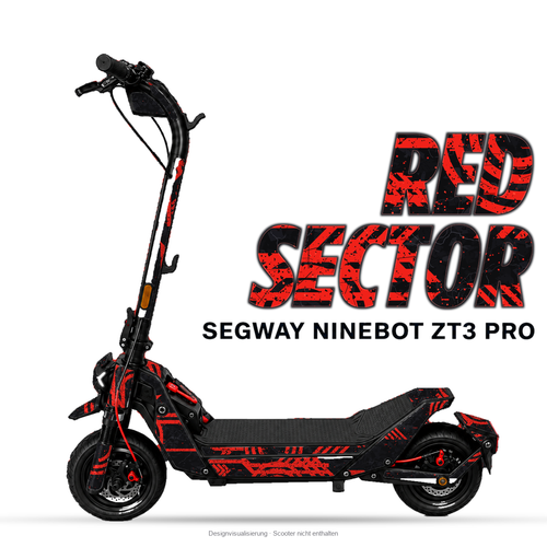 RED SECTOR – Designvisualisierung am Segway Ninebot ZT3 Pro. Scooter nicht enthalten.