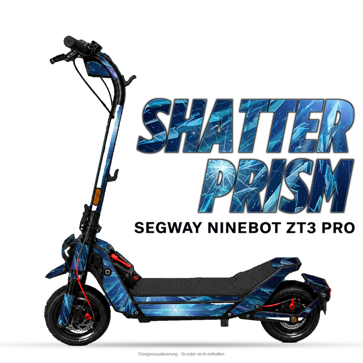 SHATTER PRISM – Designvisualisierung am Segway Ninebot ZT3 Pro. Scooter nicht enthalten.