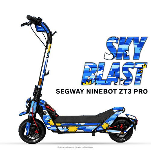SKY BLAST – Designvisualisierung am Segway Ninebot ZT3 Pro. Scooter nicht enthalten.