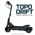 TOPO DRIFT Skin mit türkisen Höhenlinien auf dunklem Petrol für Segway Ninebot ZT3 Pro – digitale Designvisualisierung; Scooter, Kabelschutz und Trittmatte nicht enthalten