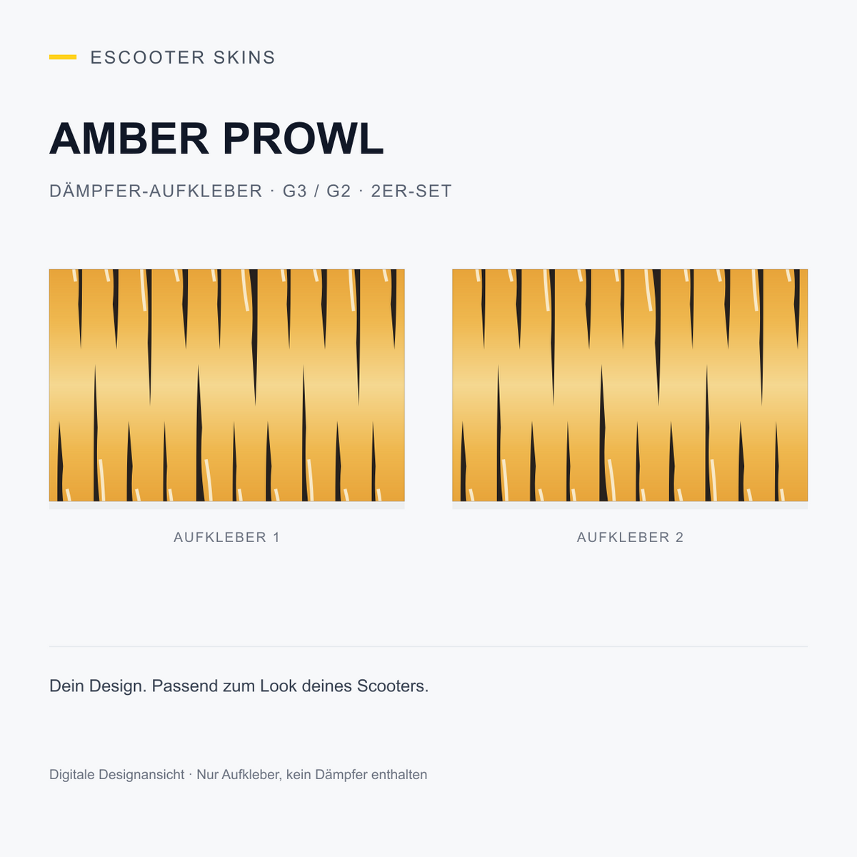 Amber Prowl – Dämpfer-Aufkleber G3 / G2, 2er-Set, digitale Designansicht