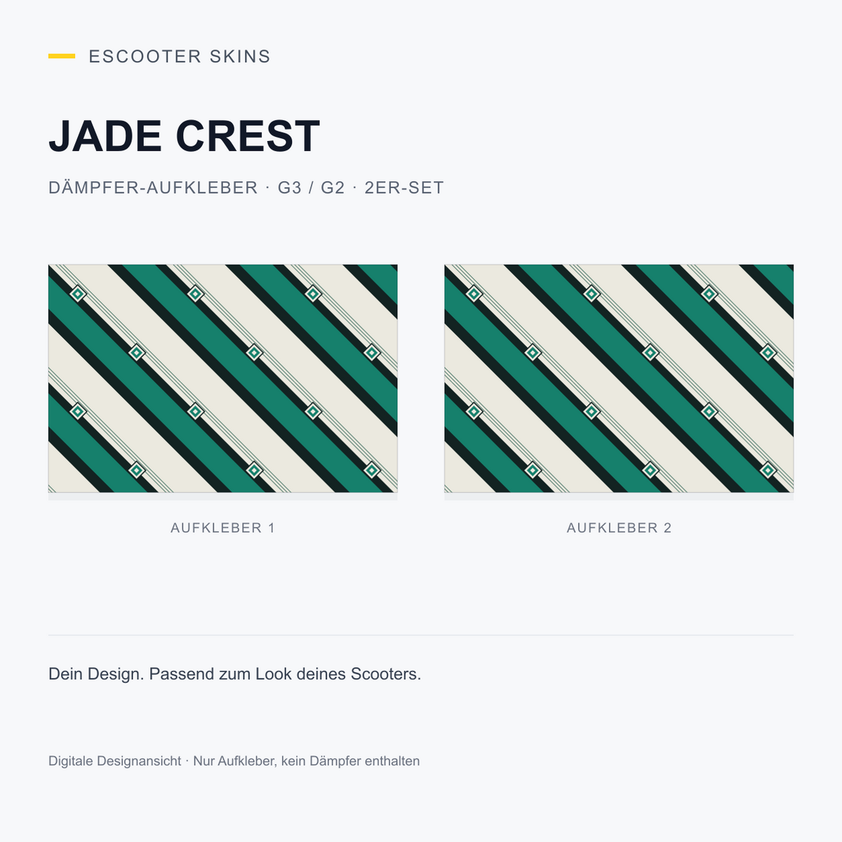 Jade Crest – Dämpfer-Aufkleber G3 / G2, 2er-Set, digitale Designansicht