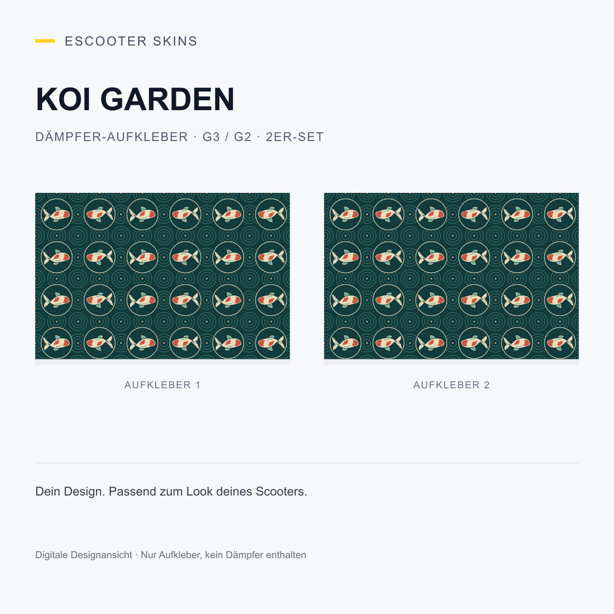 Koi Garden – Dämpfer-Aufkleber G3 / G2, 2er-Set, digitale Designansicht