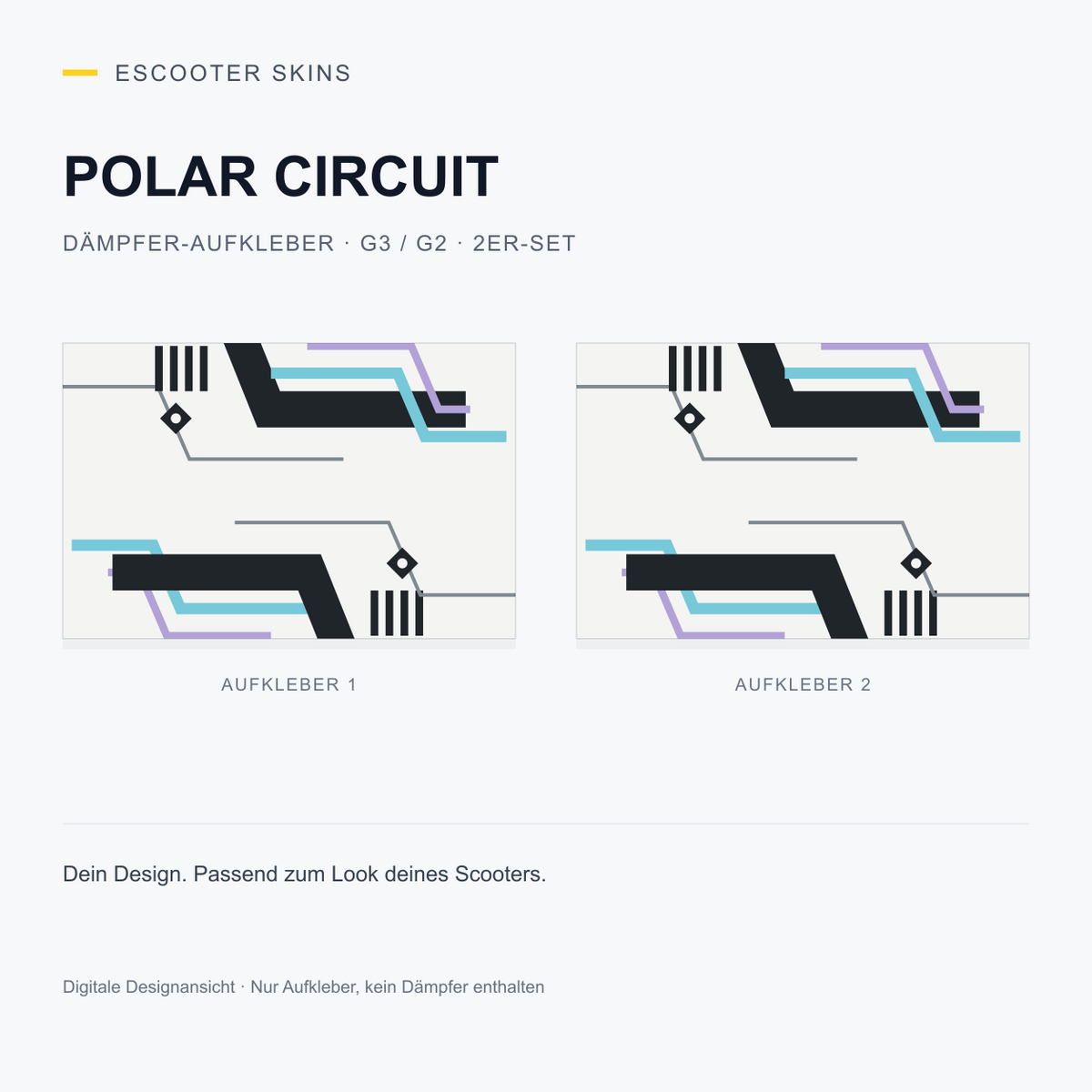 Polar Circuit – Dämpfer-Aufkleber G3 / G2, 2er-Set, digitale Designansicht