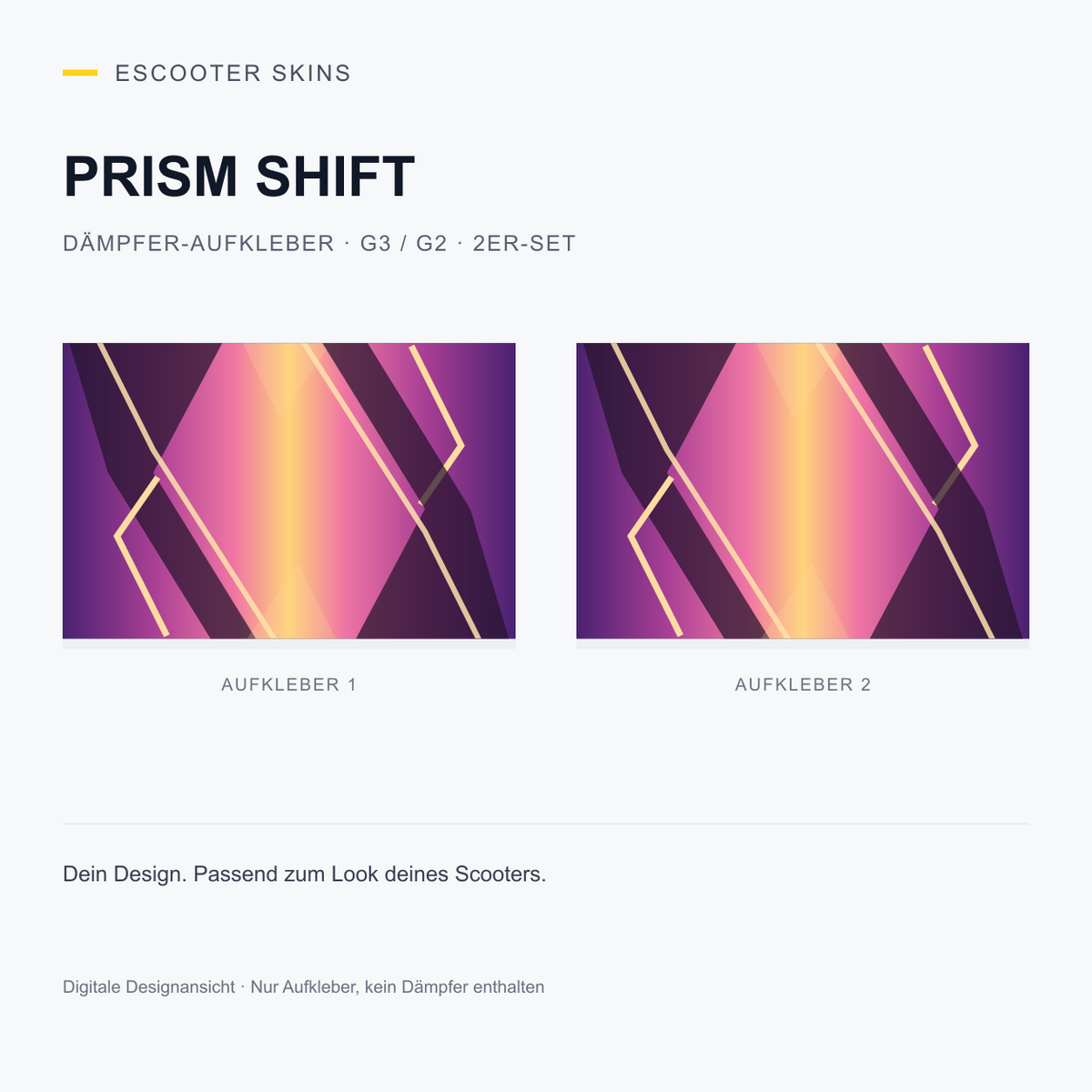 Prism Shift – Dämpfer-Aufkleber G3 / G2, 2er-Set, digitale Designansicht