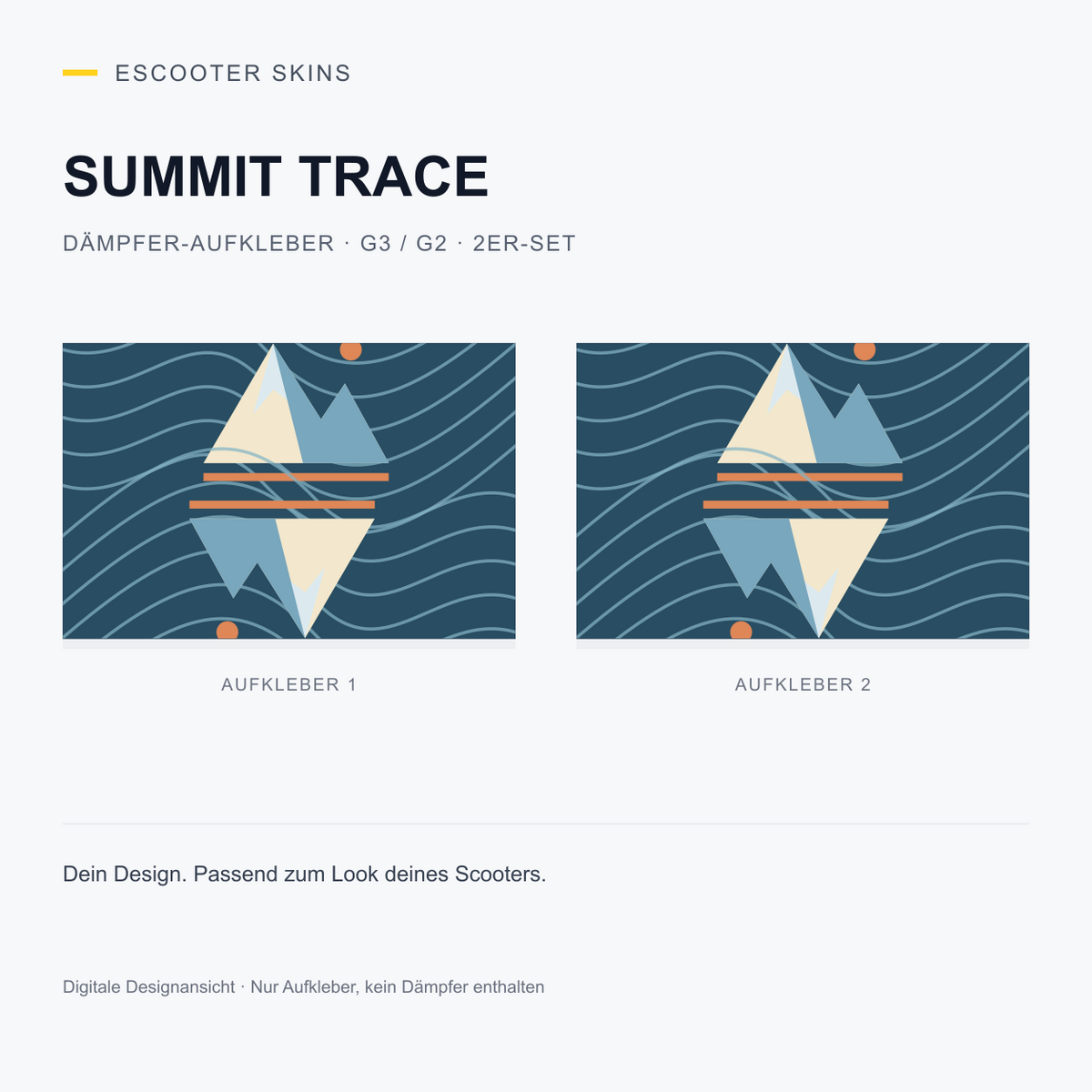 Summit Trace – Dämpfer-Aufkleber G3 / G2, 2er-Set, digitale Designansicht