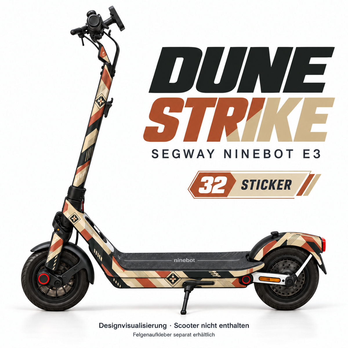 DUNE STRIKE Skin für Segway Ninebot E3. Felgenaufkleber separat erhältlich.