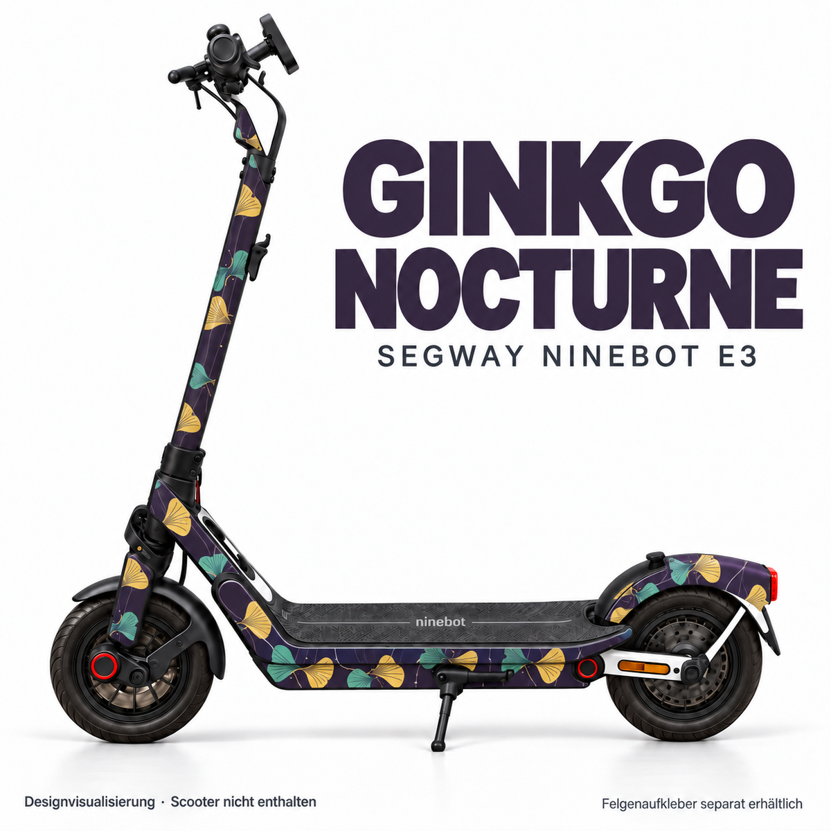 GINKGO NOCTURNE Skin für Segway Ninebot E3. Felgenaufkleber separat erhältlich.