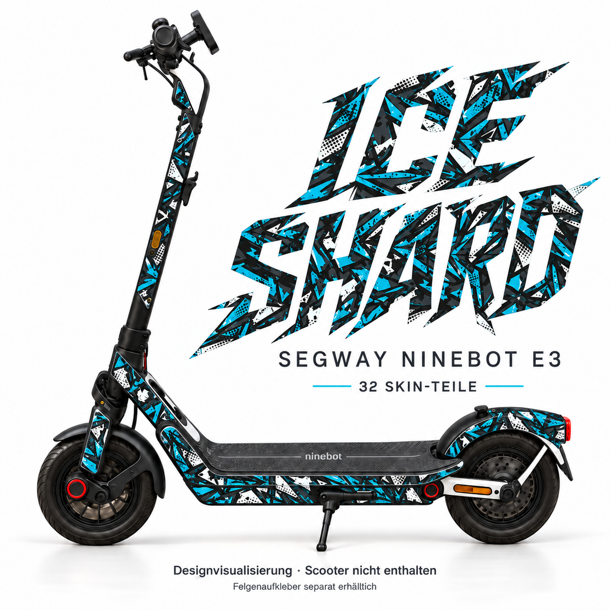ICE SHARD Skin für Segway Ninebot E3. Felgenaufkleber separat erhältlich.