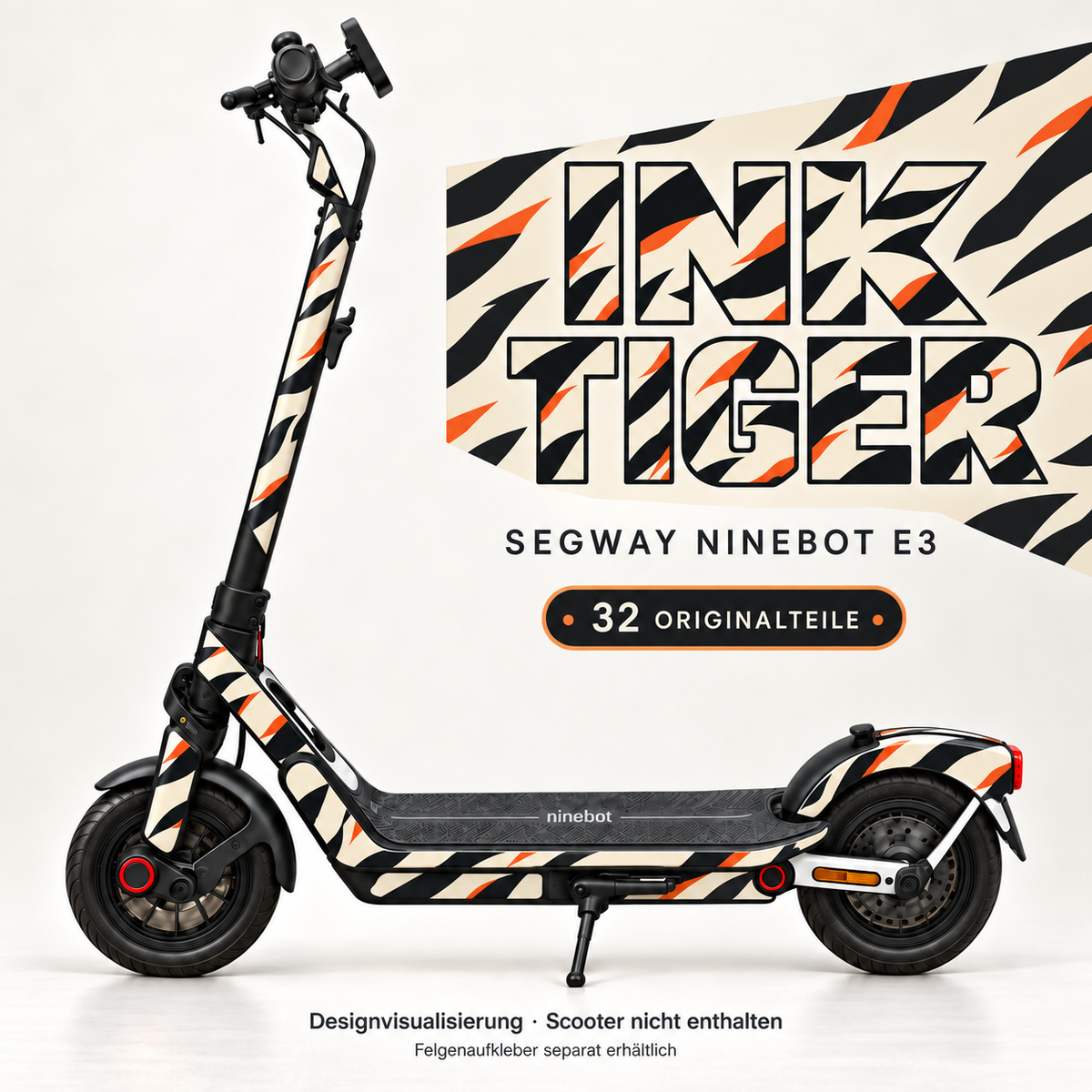 INK TIGER Skin für Segway Ninebot E3. Felgenaufkleber separat erhältlich.