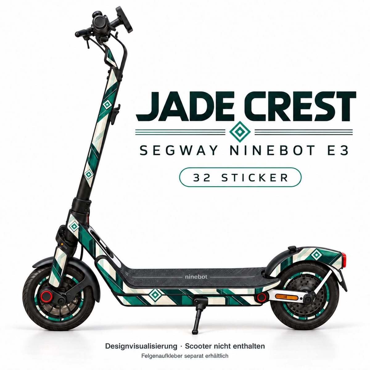 JADE CREST Skin für Segway Ninebot E3. Felgenaufkleber separat erhältlich.