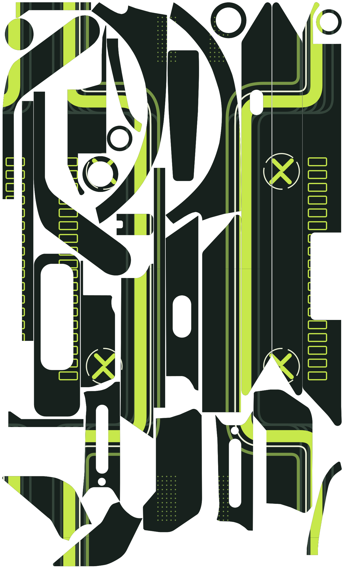 LIME RUSH für Segway Ninebot E3: 32 Originalteile des Skin-Sets.
