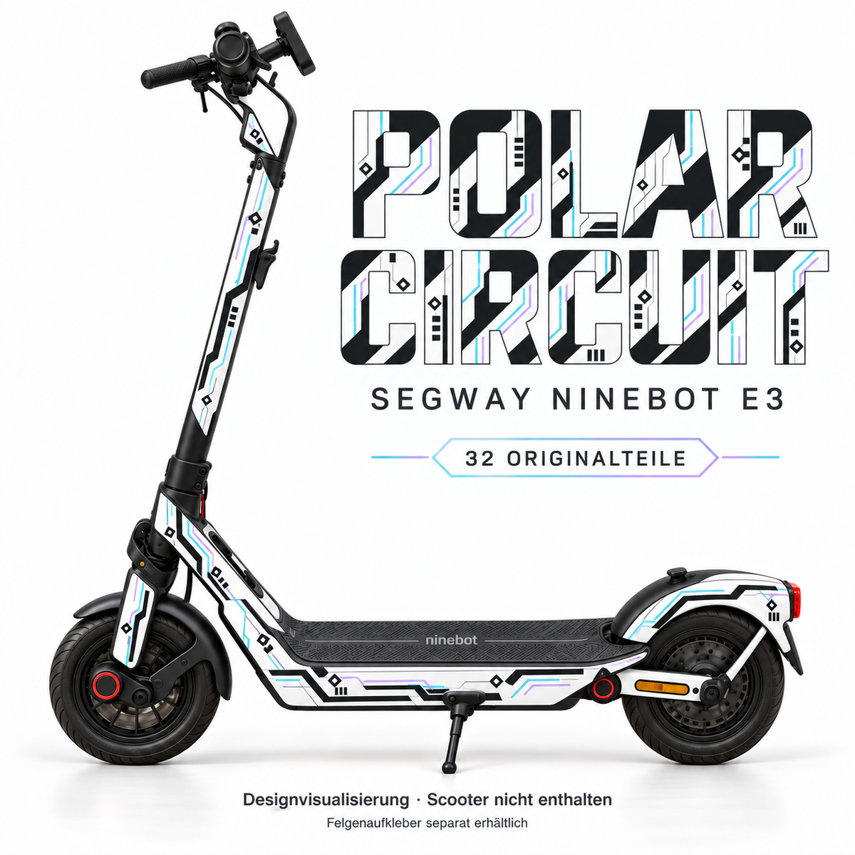 POLAR CIRCUIT Skin für Segway Ninebot E3. Felgenaufkleber separat erhältlich.