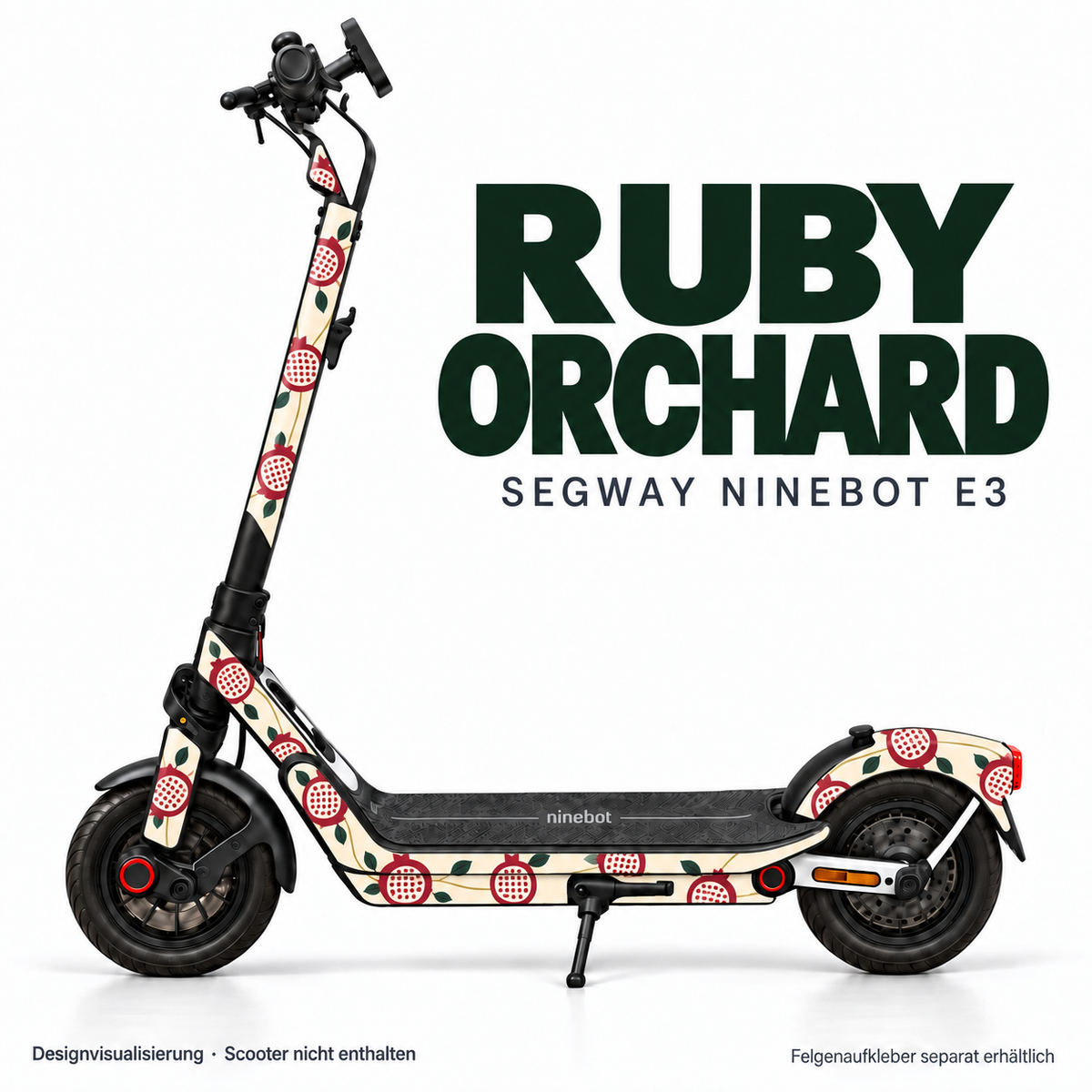 RUBY ORCHARD Skin für Segway Ninebot E3. Felgenaufkleber separat erhältlich.