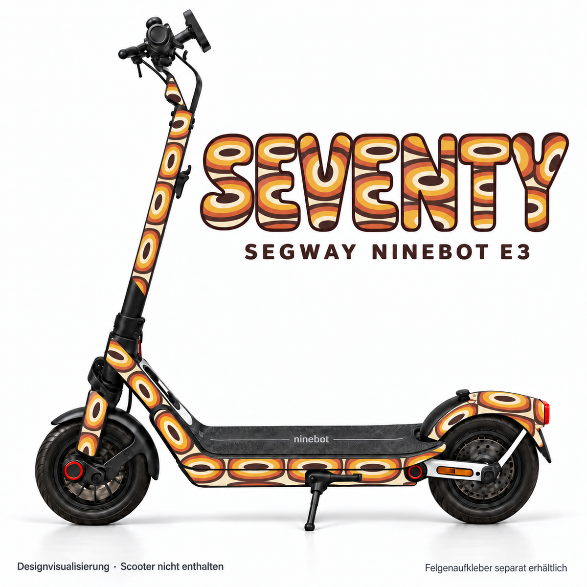 SEVENTY Skin für Segway Ninebot E3. Felgenaufkleber separat erhältlich.