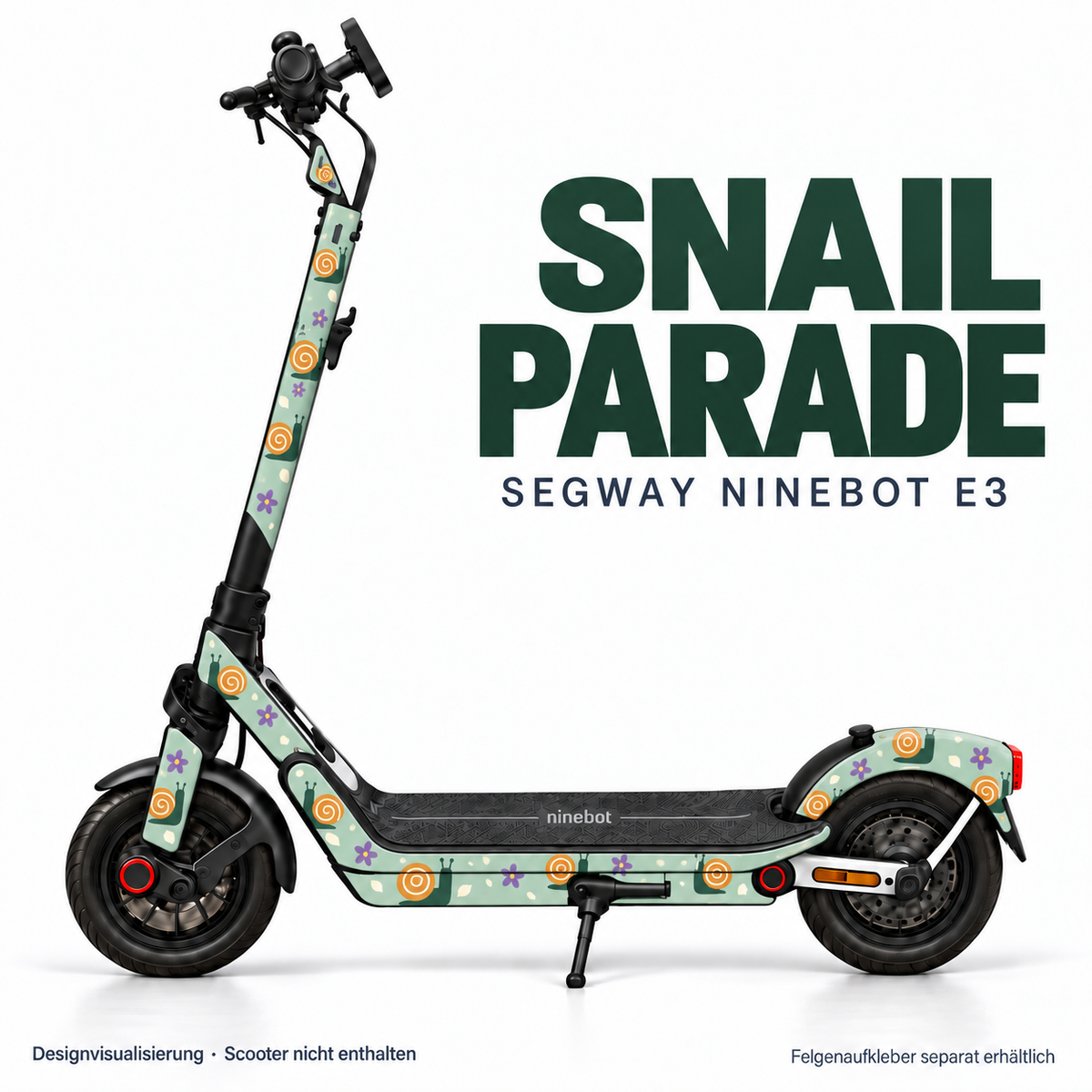 SNAIL PARADE Skin für Segway Ninebot E3. Felgenaufkleber separat erhältlich.