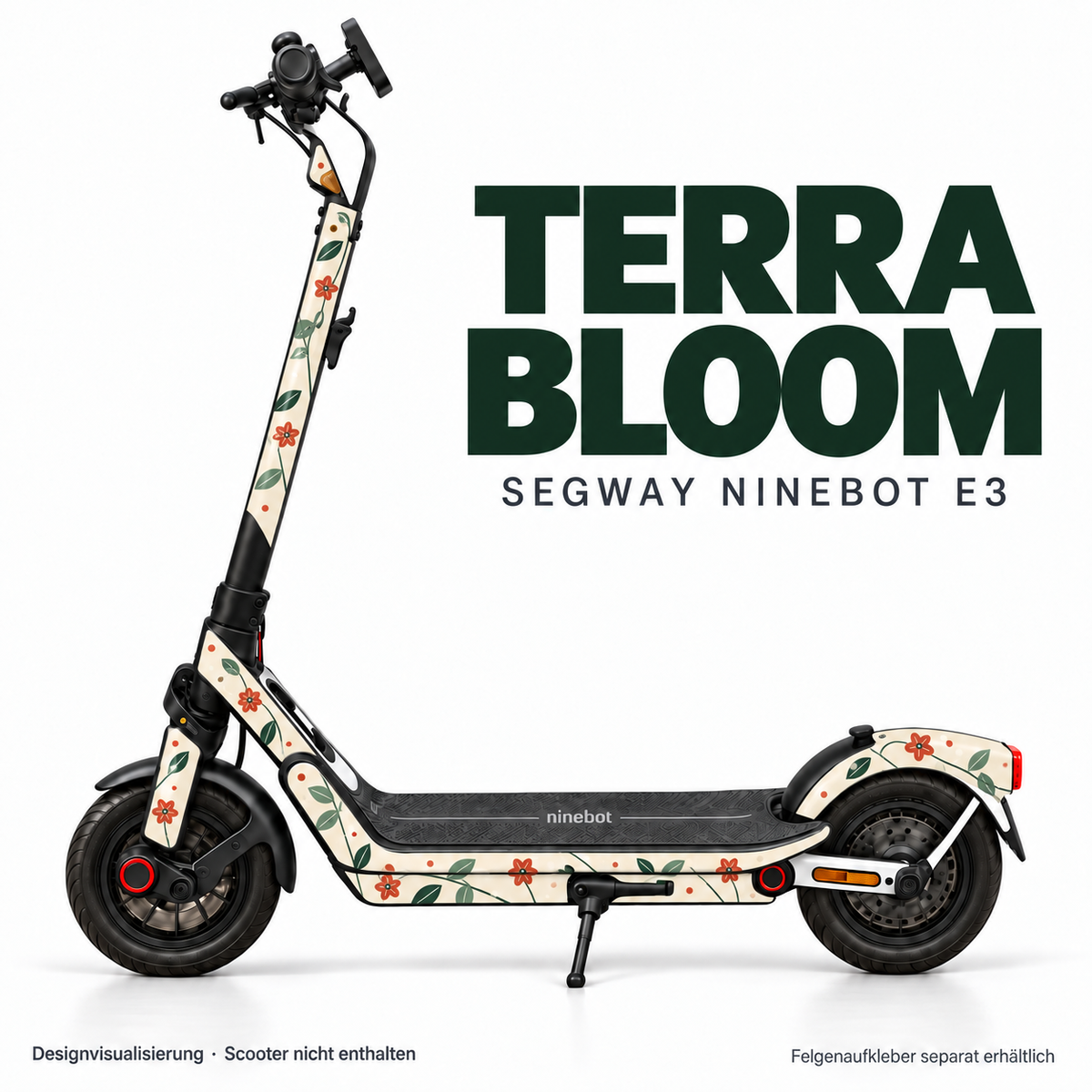 TERRA BLOOM Skin für Segway Ninebot E3. Felgenaufkleber separat erhältlich.