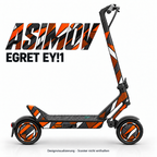 Egret Ey!1 Skin ASIMOV – Designvisualisierung. Reifenaufkleber separat erhältlich. Scooter nicht enthalten.