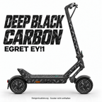 Egret Ey!1 Skin DEEP BLACK CARBON – Designvisualisierung. Reifenaufkleber separat erhältlich. Scooter nicht enthalten.