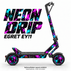EGRET EY!1 SKIN | NEON DRIP – Designvisualisierung; Scooter nicht enthalten. Reifenaufkleber separat erhältlich.