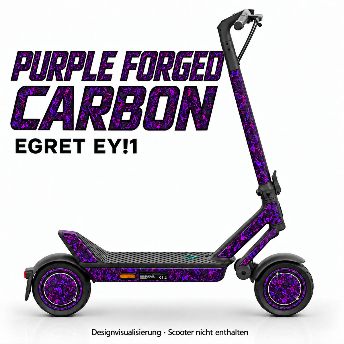 Egret Ey!1 – Designbeispiel PURPLE FORGED CARBON. Reifenaufkleber separat erhältlich.