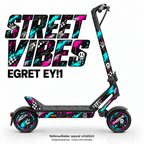 EGRET EY!1 SKIN | STREET VIBES – Designvisualisierung; Scooter nicht enthalten. Reifenaufkleber separat erhältlich.