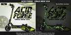 ACID FORGE am VMAX NEW VX4: Tag und simuliertes Nachleuchten. Konzept, Effekt simuliert. Bitte kläre vor der Nutzung im öffentlichen Straßenverkehr bei der örtlich zuständigen Behörde, ob diese Folie an deinem E-Scooter zulässig ist.