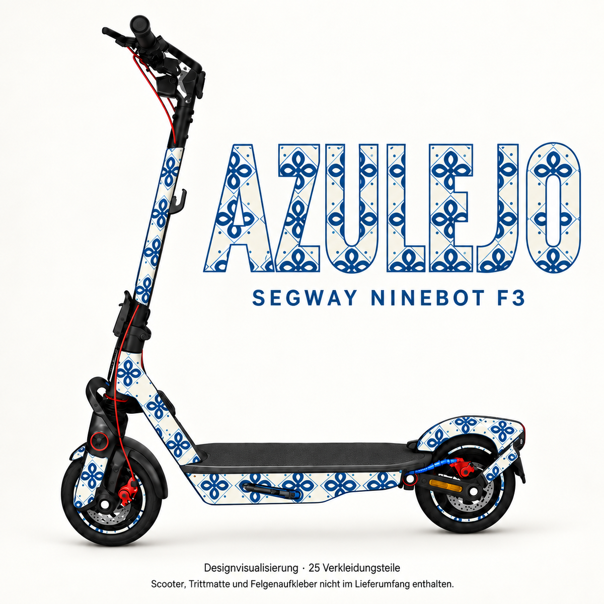 AZULEJO Skin für Segway Ninebot F3. Felgenaufkleber separat erhältlich.