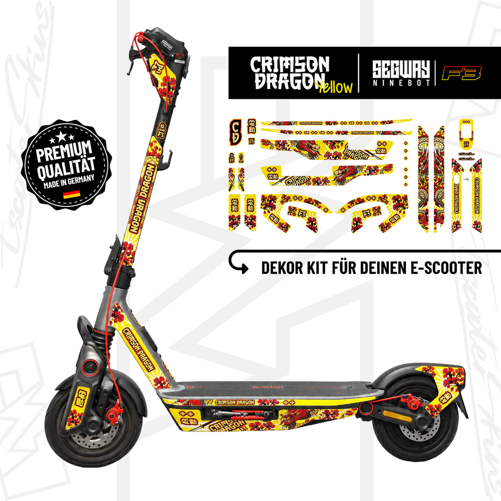 SEGWAY NINEBOT F3 SKIN | CRIMSON DRAGON YELLOW