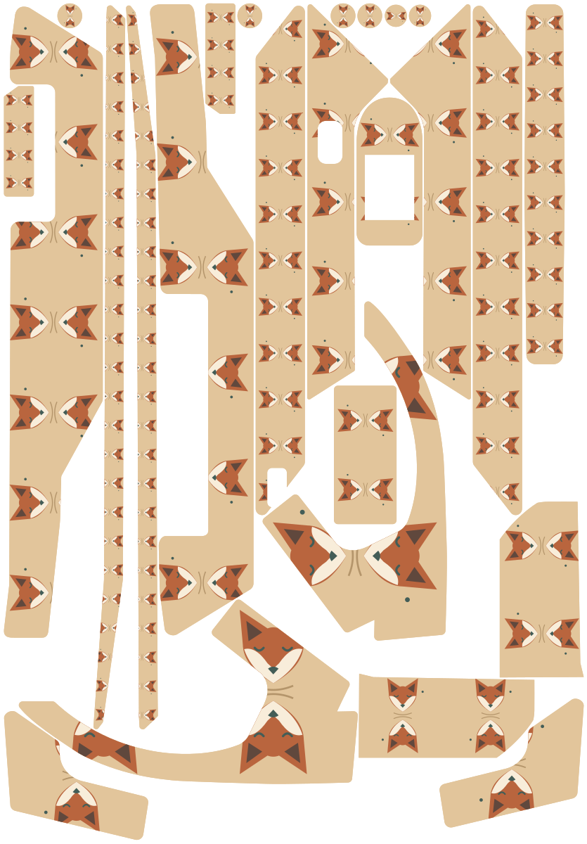 DESERT FOX für Segway Ninebot F3: 25 Originalteile des Skin-Sets.