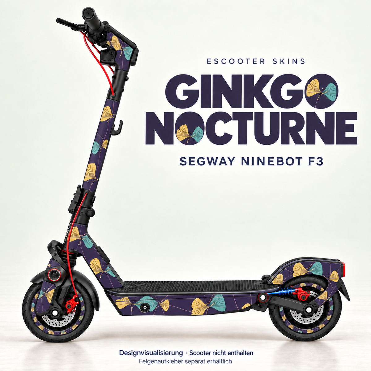 GINKGO NOCTURNE Skin für Segway Ninebot F3. Felgenaufkleber separat erhältlich.