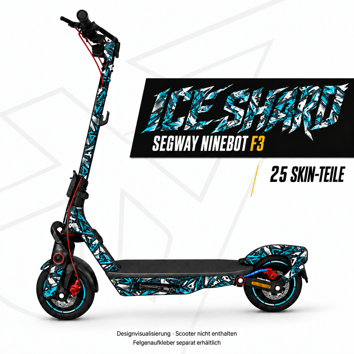 ICE SHARD Skin für Segway Ninebot F3. Felgenaufkleber separat erhältlich.