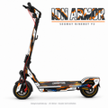 ION ARMOR für Segway Ninebot F3: große Schrift im Weiß-Graphit-Orange-Skindesign über der Fahrzeugvisualisierung.