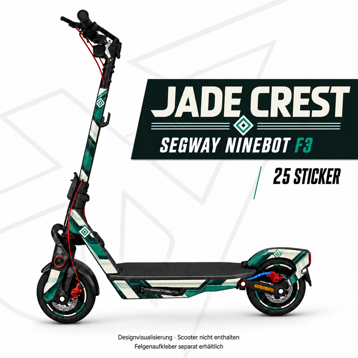 JADE CREST Skin für Segway Ninebot F3. Felgenaufkleber separat erhältlich.