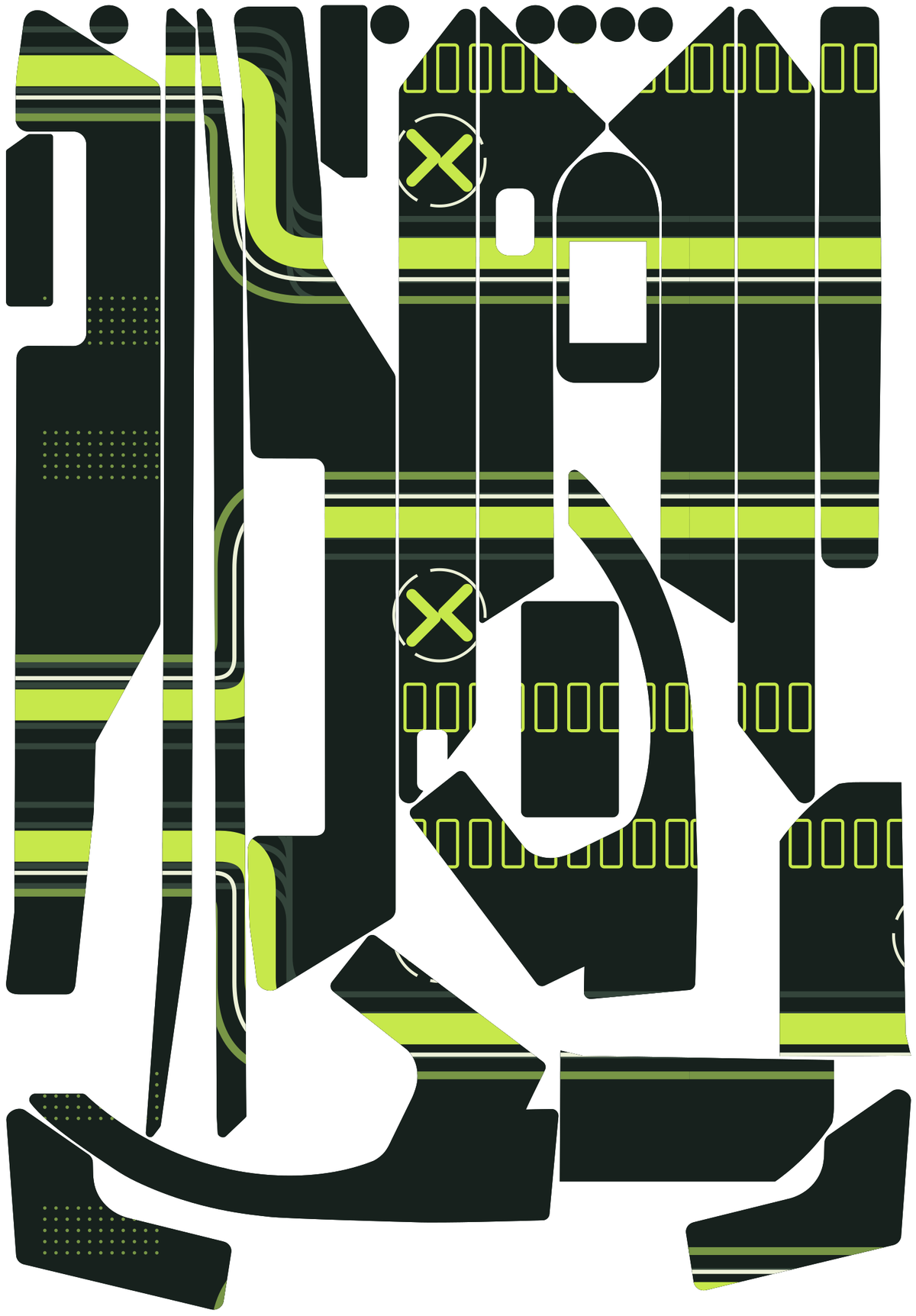 LIME RUSH für Segway Ninebot F3: 25 Originalteile des Skin-Sets.