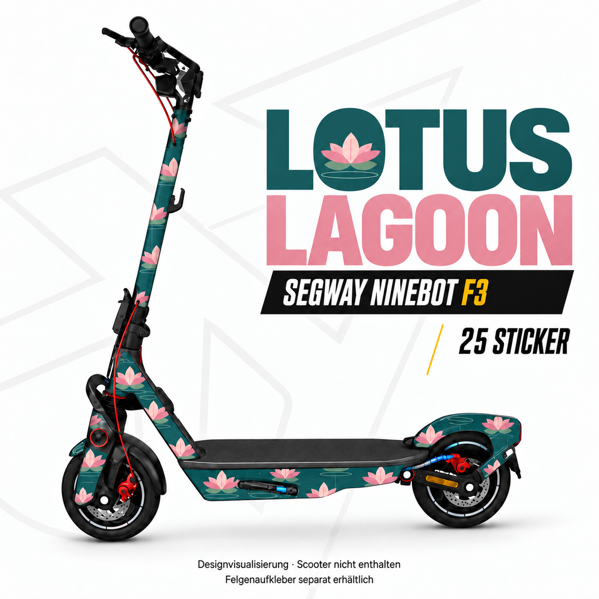 LOTUS LAGOON Skin für Segway Ninebot F3. Felgenaufkleber separat erhältlich.