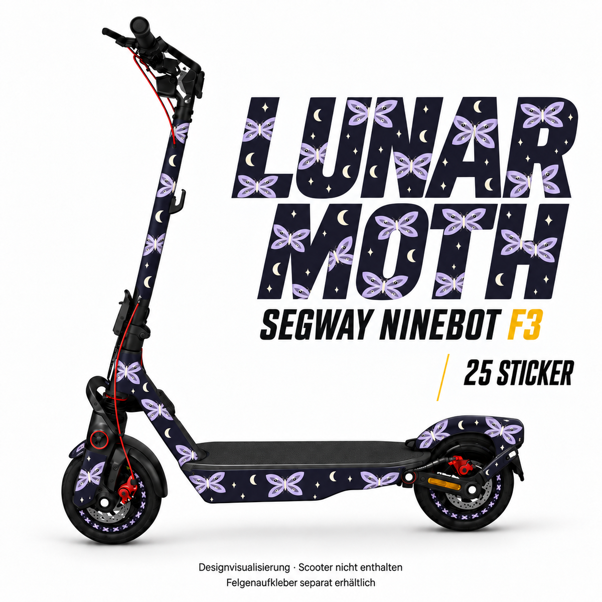 LUNAR MOTH Skin für Segway Ninebot F3. Felgenaufkleber separat erhältlich.