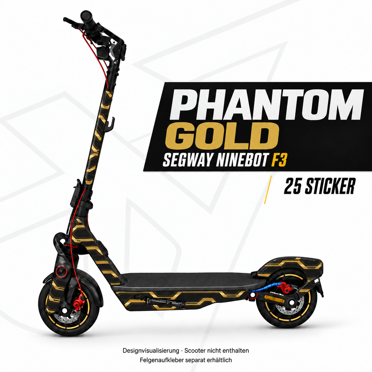 PHANTOM GOLD Skin für Segway Ninebot F3. Felgenaufkleber separat erhältlich.