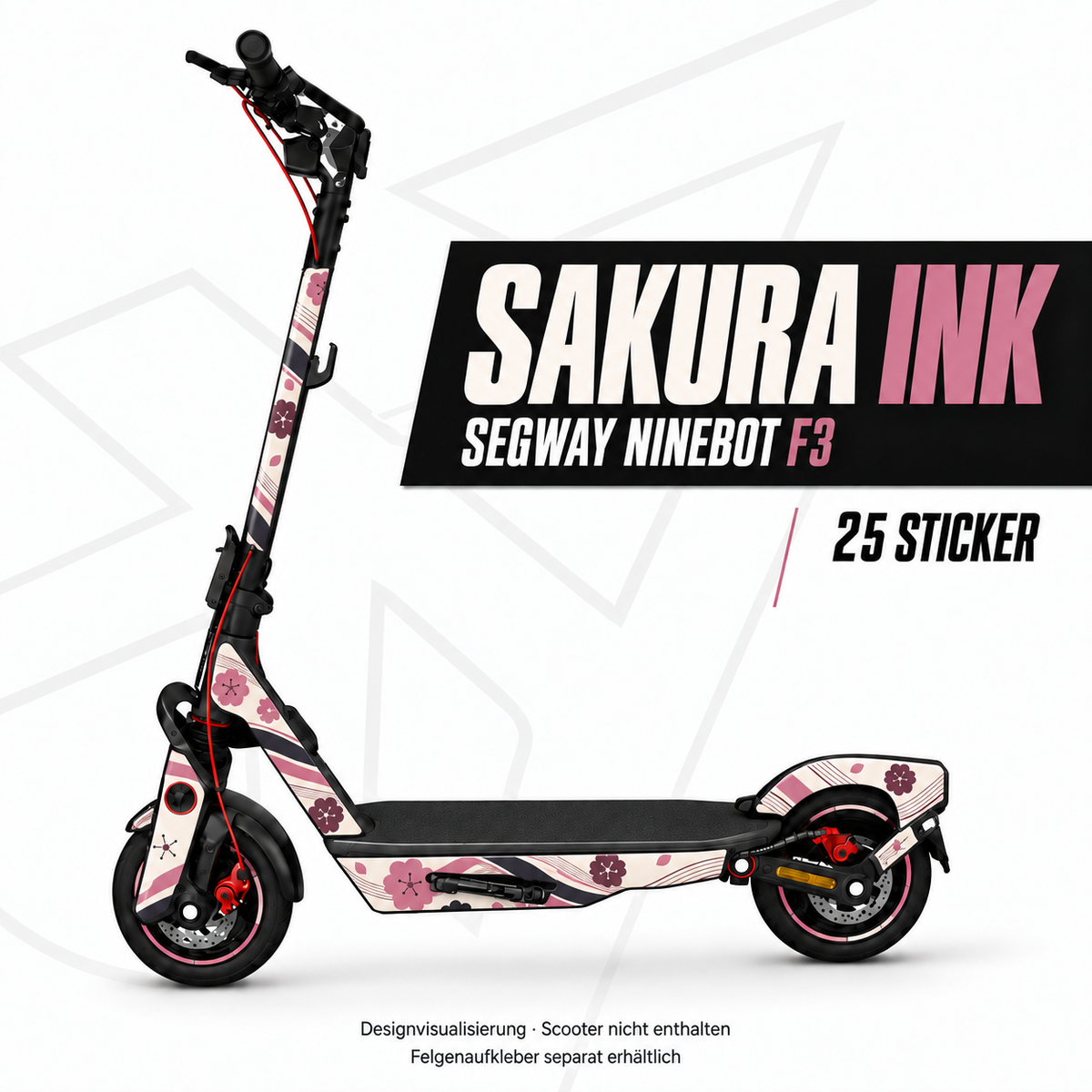 SAKURA INK Skin für Segway Ninebot F3. Felgenaufkleber separat erhältlich.