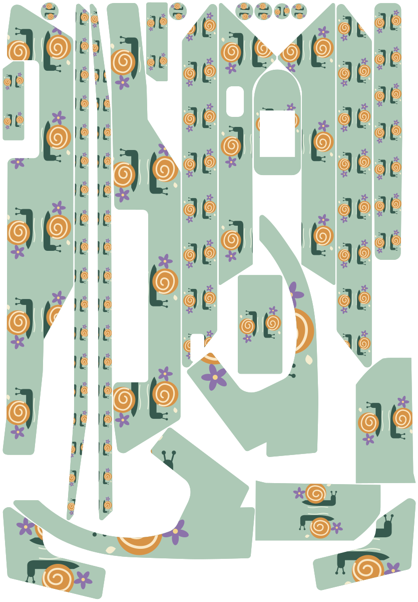 SNAIL PARADE für Segway Ninebot F3: 25 Originalteile des Skin-Sets.