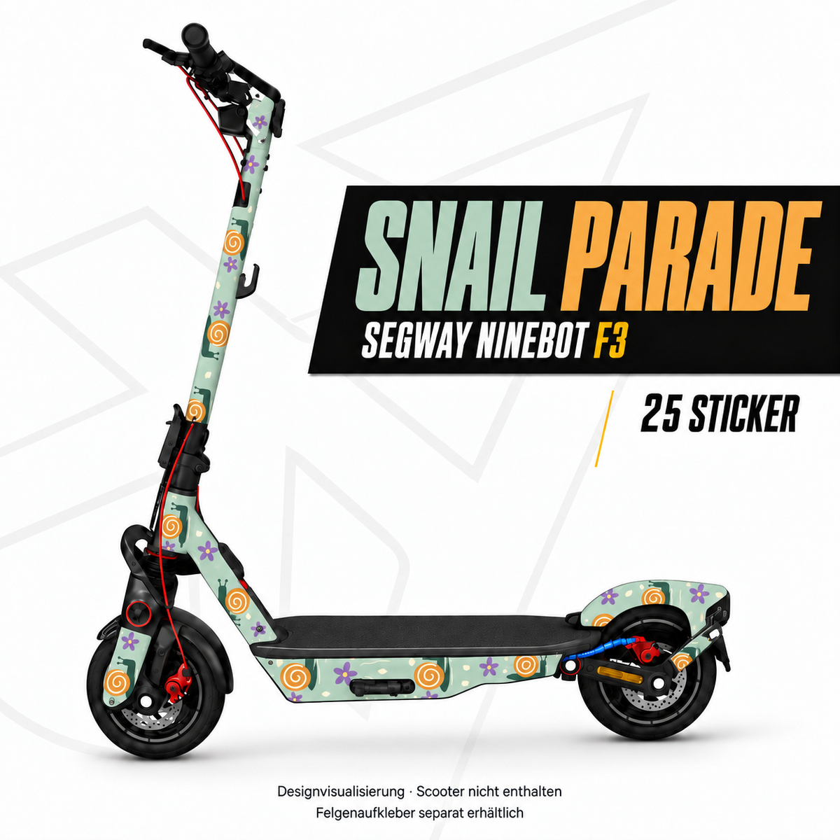 SNAIL PARADE Skin für Segway Ninebot F3. Felgenaufkleber separat erhältlich.