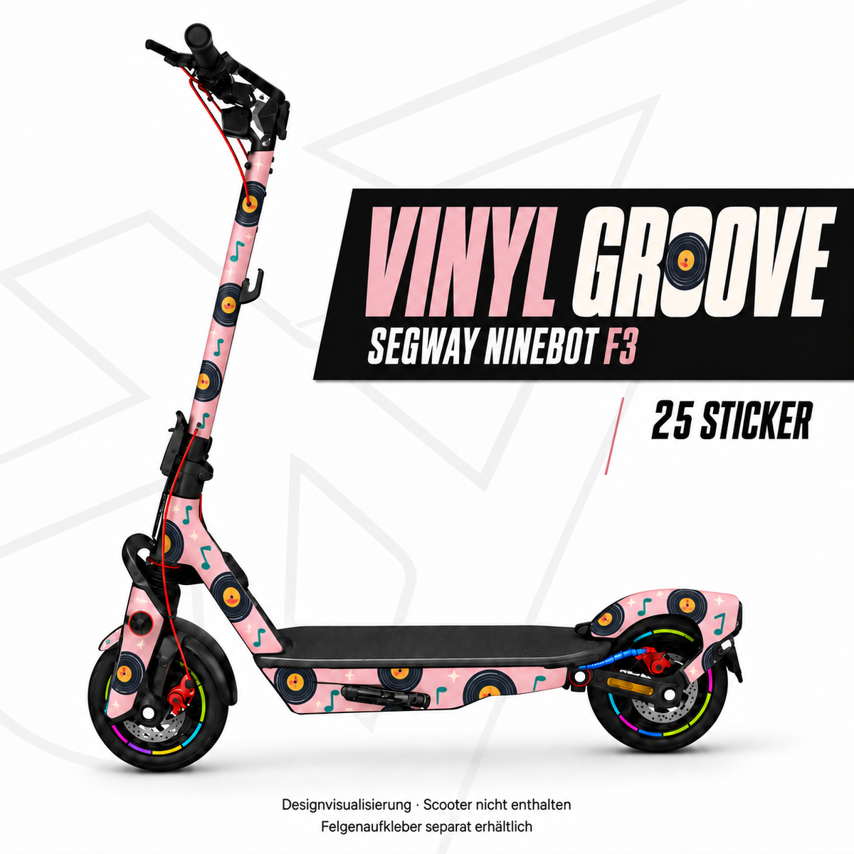 VINYL GROOVE Skin für Segway Ninebot F3. Felgenaufkleber separat erhältlich.