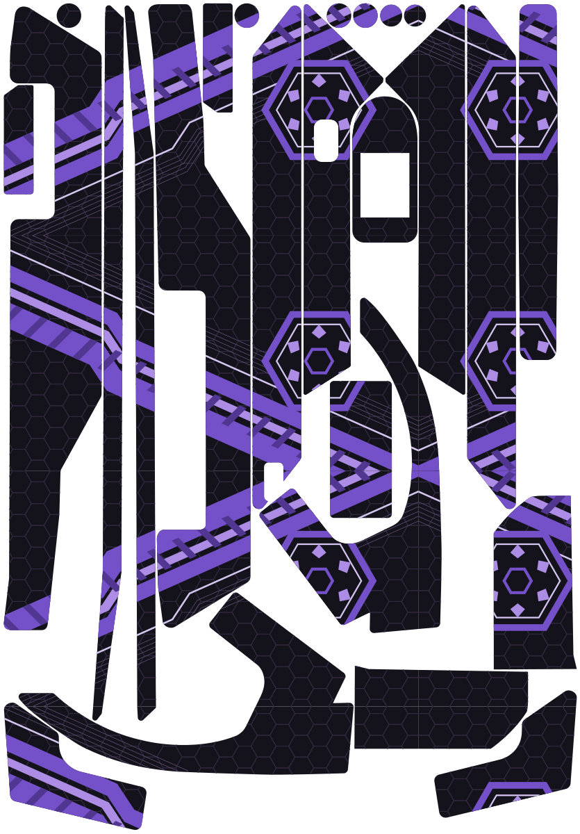 VIOLET GRID für Segway Ninebot F3: 25 Originalteile des Skin-Sets.