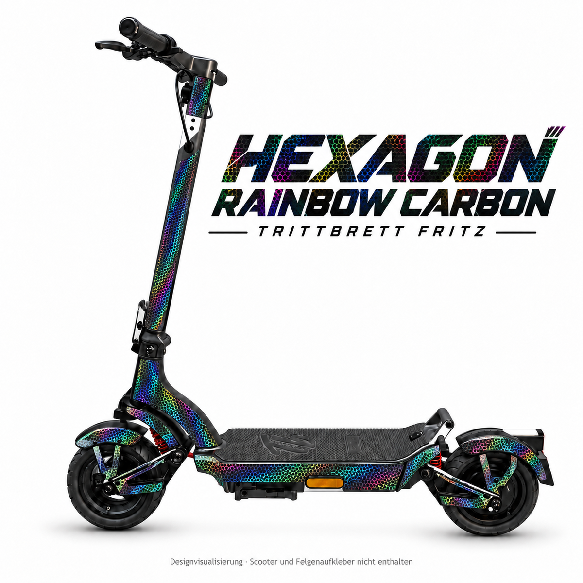 TRITTBRETT FRITZ Skin – HEXAGON RAINBOW CARBON